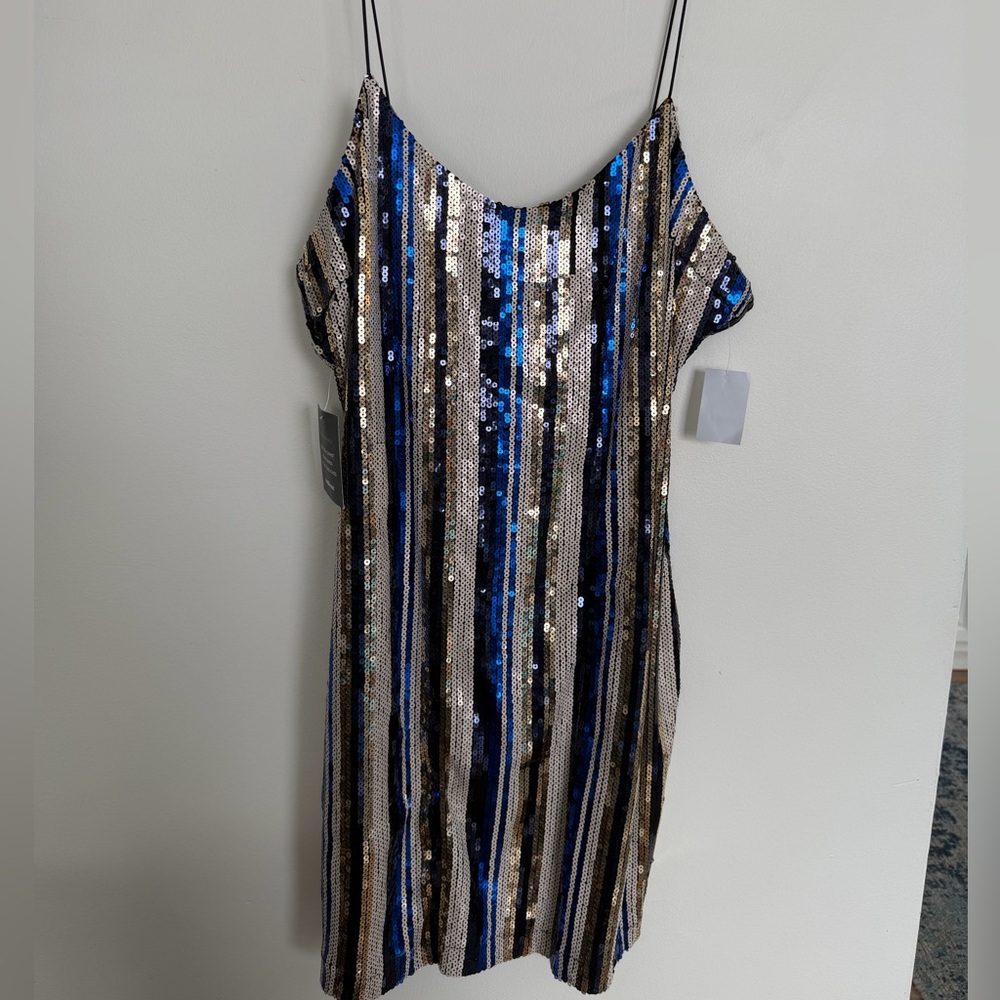 Charlotte Russe Blue and Gold Sequin Mini Dress BNWT